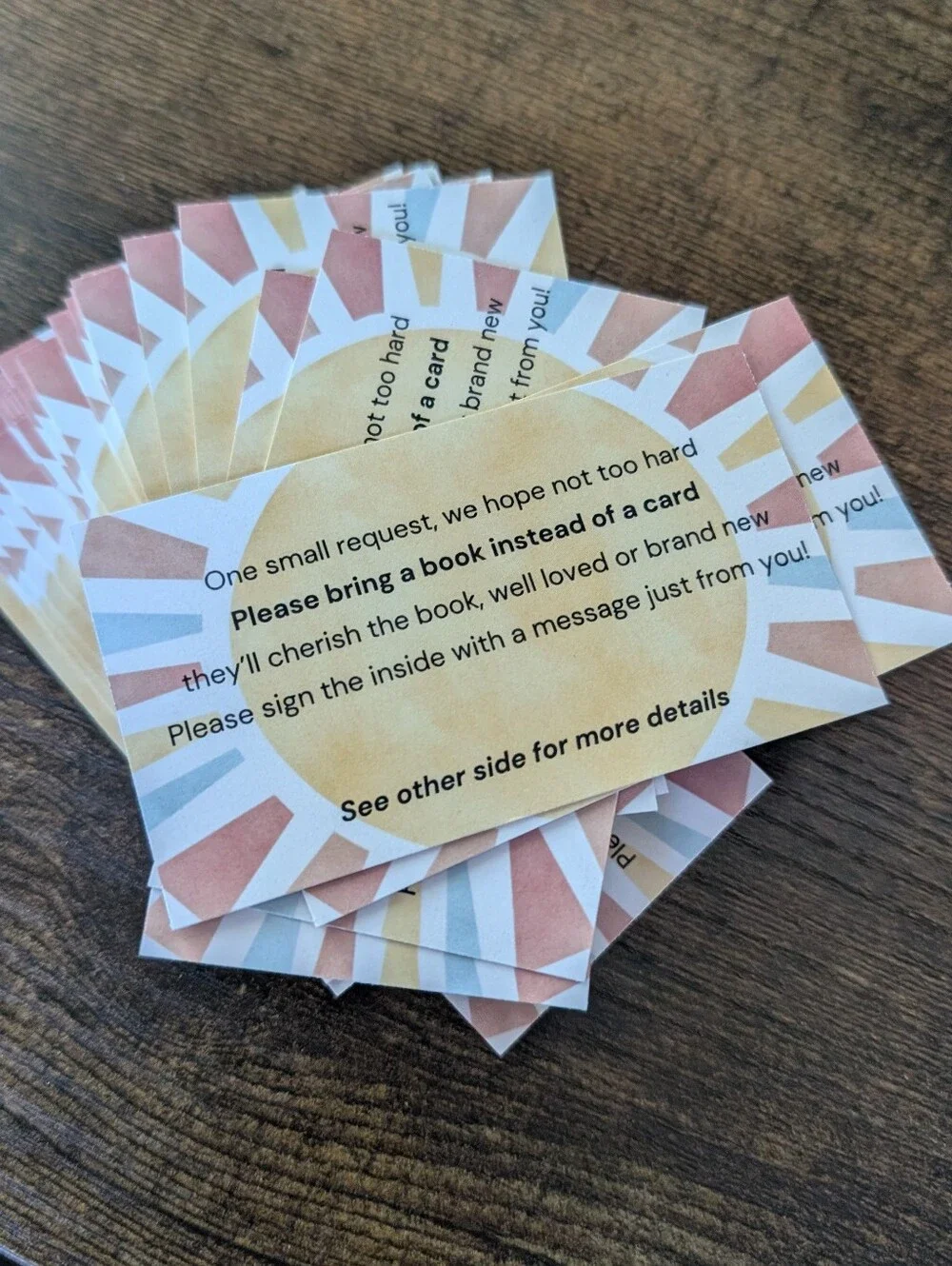 Set of 50 Baby Shower Invite Insert Diaper Raffle and Book Request Sun Groovy